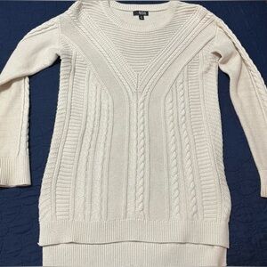 Women’s long cream cable knit sweater by A.N.A. Size M